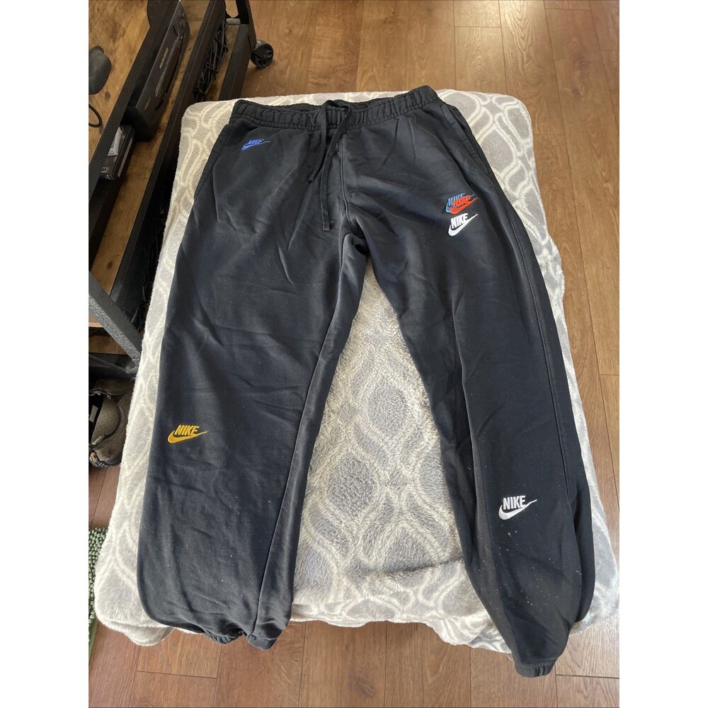 Nike Sport Essentials+ Fleece Joggers Black Multi Logo DM8884-010 Men’s Size S